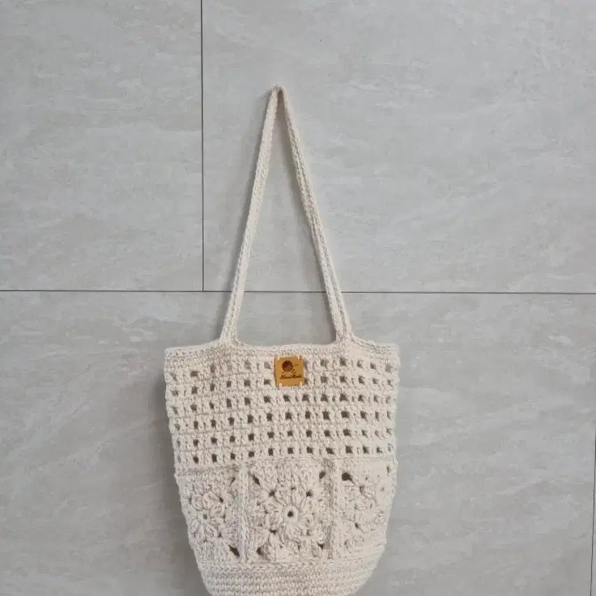 [BUNJANG] Handmade Ivory Knit Bag / 핸드메이드)아이보리 뜨개가방