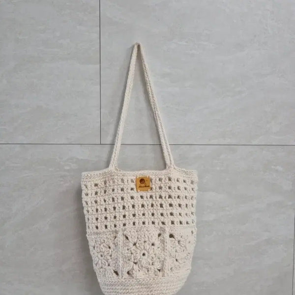 [BUNJANG] Handmade Ivory Knit Bag / 핸드메이드)아이보리 뜨개가방