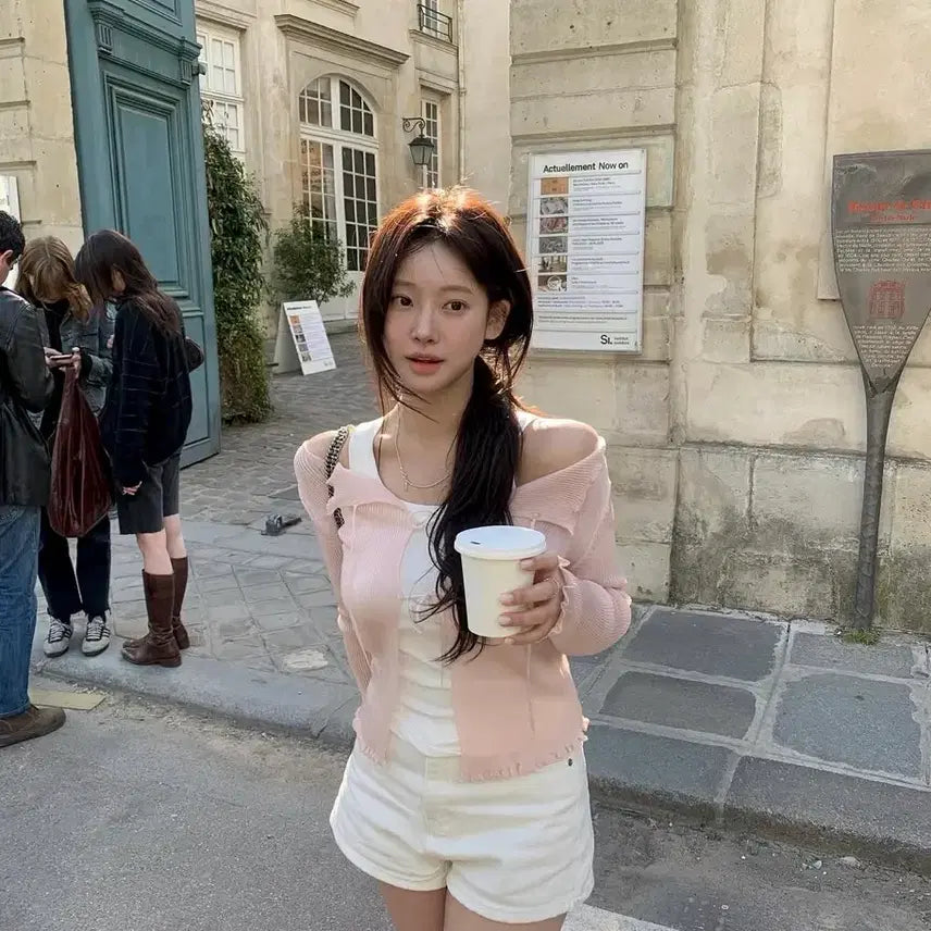 [BUNJANG] Leeds Shine Frill Cardigan (Pink) / leeds 샵리즈 shine frill cardigan(pink)