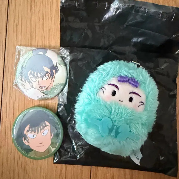 [BUNJANG] Nintama Rantaro Senzo & Kema Tapestry Plush & Can Badge Bundle Set / 닌타마 센조 타피누이, 케마 캔뱃지 일괄 판매