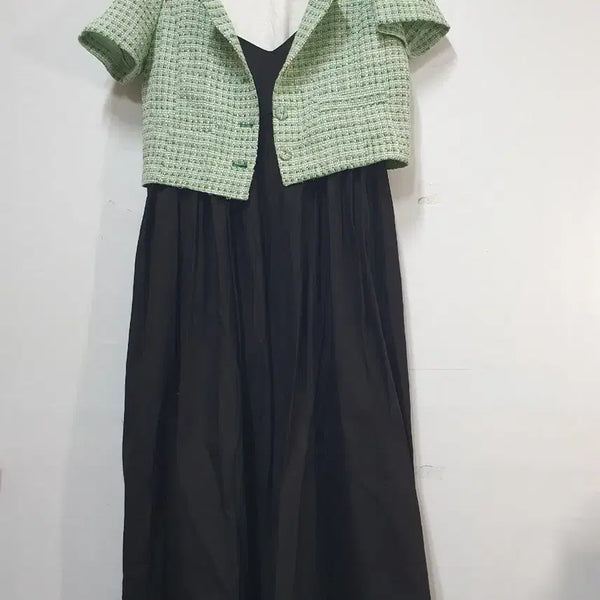 [BUNJANG] 8seconds Tweed Short Sleeve Jacket & Logarden Bustier Strap Dress Set / 8세컨즈 트위드 반팔자켓과 Logarden뷔스에스트 끈원피스