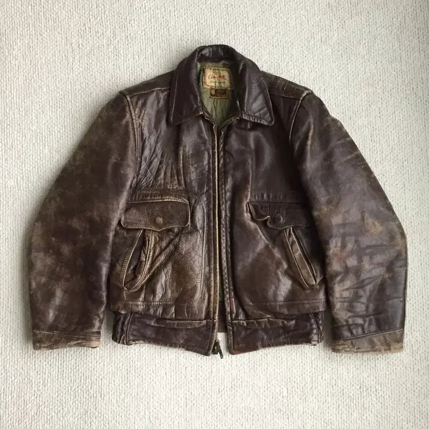 [BUNJANG] 50s Steerhide Leather Jacket / 50s campus 스티어 하이드 레더 자켓