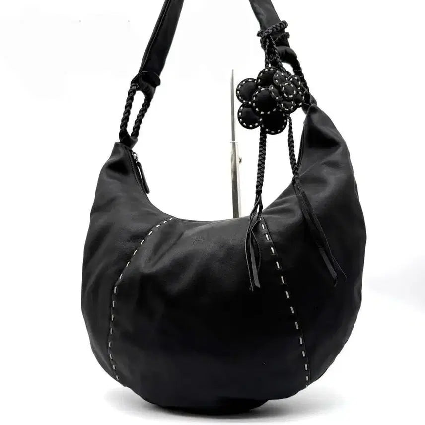 [BUNJANG] Anna Sui Leather Flower Hobo Bag Black / 안나수이 레더 플라워 호보백 블랙