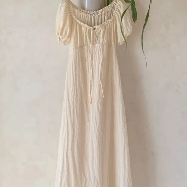 [BUNJANG] Fobbit Square Two-Way Ribbon Long Dress / 퍼빗 스퀘어 투웨이 리본 롱 원피스