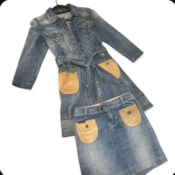 [BUNJANG] Dolce & Gabbana Y2K Denim Dress Skirt Set XS Rare Archive / D&G Y2K 데님 원피스 스커트 세트 XS 희귀 아카이브