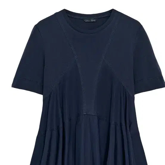[BUNJANG] Zara Ruffle Combo T-Shirt - Navy (Size M) / 자라 프릴콤비 티 m