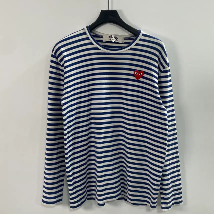 [BUNJANG] Comme des Garçons Striped Appliqué Long Sleeve T-Shirt XL / 꼼데가르송 스트라이프 와펜 긴팔티 (on.841)