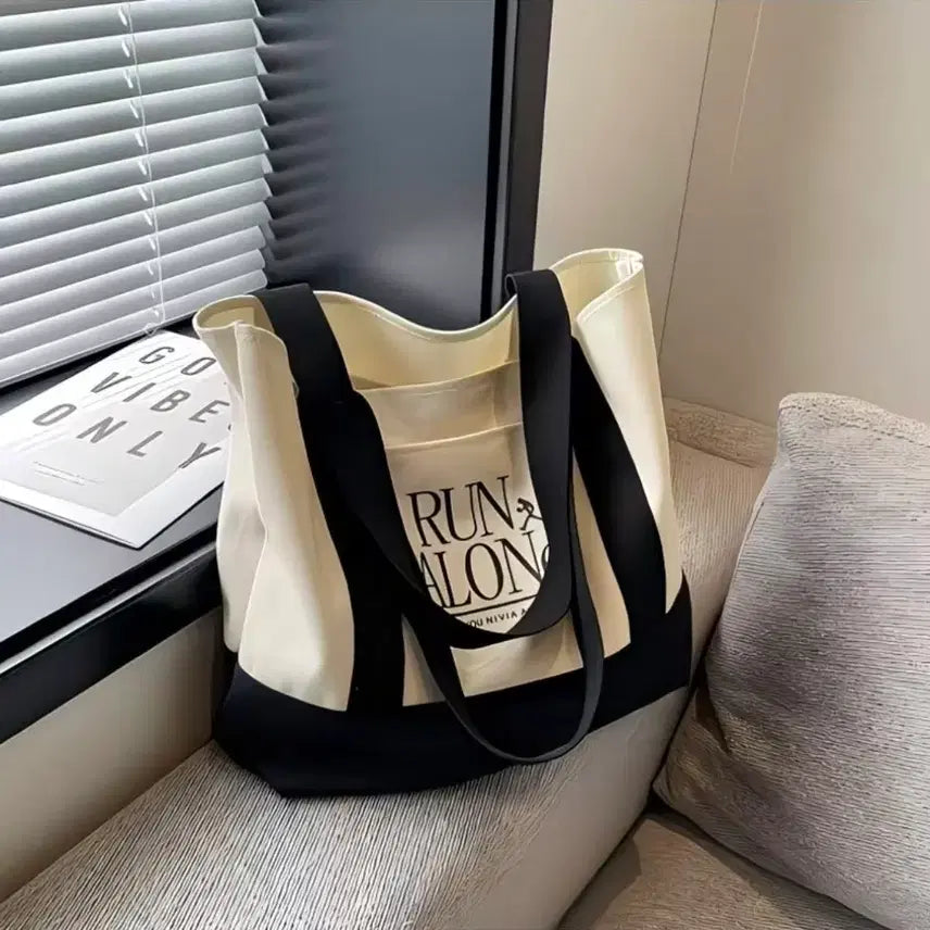 [BUNJANG] Run Along Lettering Canvas Tote Bag / 캔버스 토트백 런얼롱 레터링(새상품)