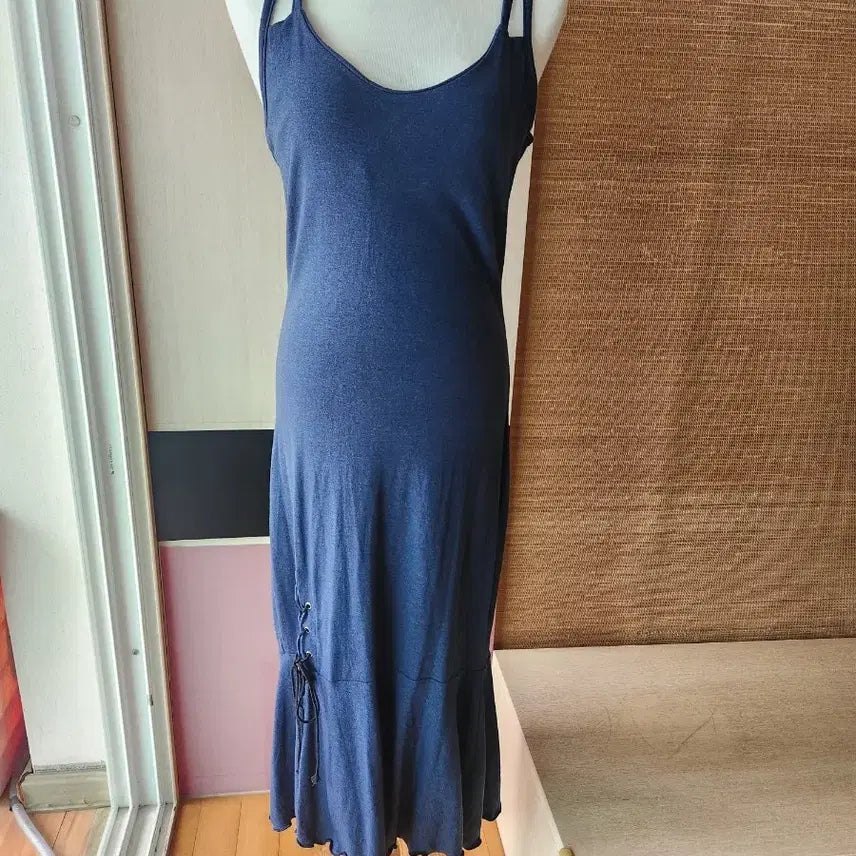 [BUNJANG] Navy Sleeveless String Maxi Dress / 네이비 민소매 끈 원피스