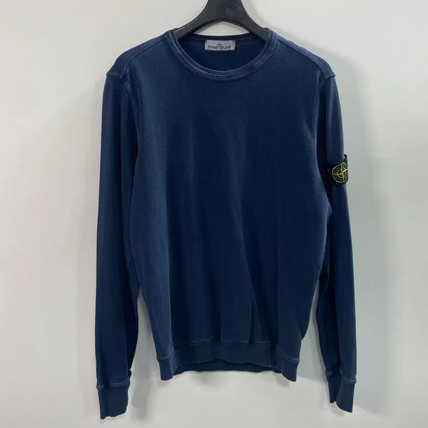 [BUNJANG] Stone Island Badge Washed Blue Sweatshirt / 스톤아일랜드 와펜 워시드 블루 맨투맨 (on.1001)