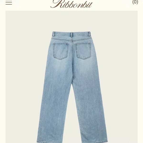 [BUNJANG] Ribbon Light Denim Straight Fit Pants / 리본빛 데님