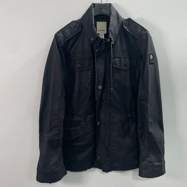 [BUNJANG] Diesel Coated Black Field Biker Jacket / 디젤 코팅 블랙 야상 바이커 자켓 (on.1018)