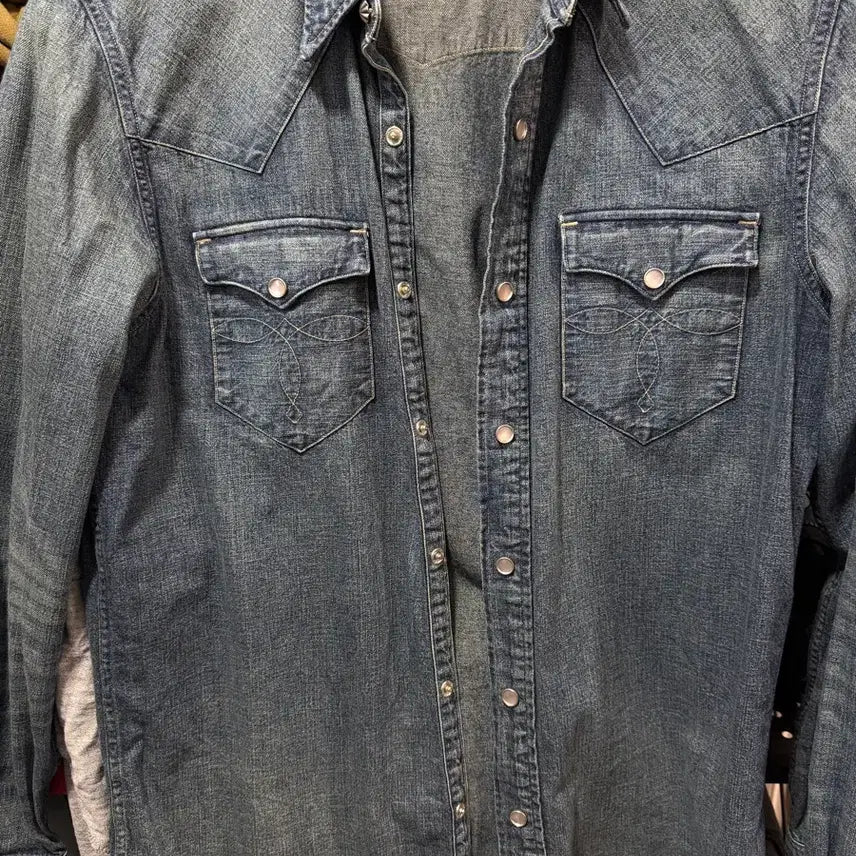 [BUNJANG] RRL Slim Fit Denim Western Shirt / rrl 슬림핏 데님 웨스턴셔츠
