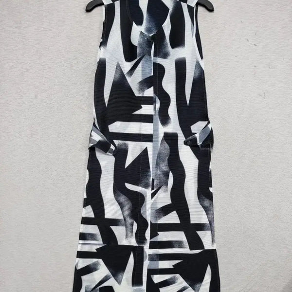 [BUNJANG] Yoits Pleats One-Piece Jacket White/Black Pattern / 요이츠 플리츠 원피스 자켓 흰검 패턴 여자66사이즈ㅡ0414ㅇㅇ