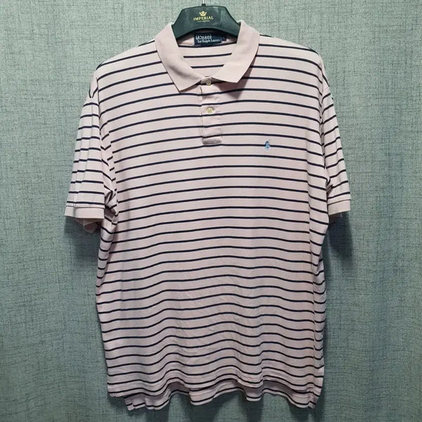 [BUNJANG] Polo Ralph Lauren Striped Short Sleeve Polo Shirt Pink L / 폴로 랄프로렌 스트라이프 반팔 카라티 핑크 L