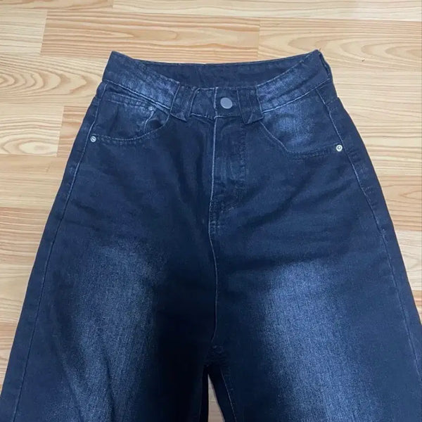 [BUNJANG] Black Washed Wide Leg Jeans / 흑청 워싱 와이드바지