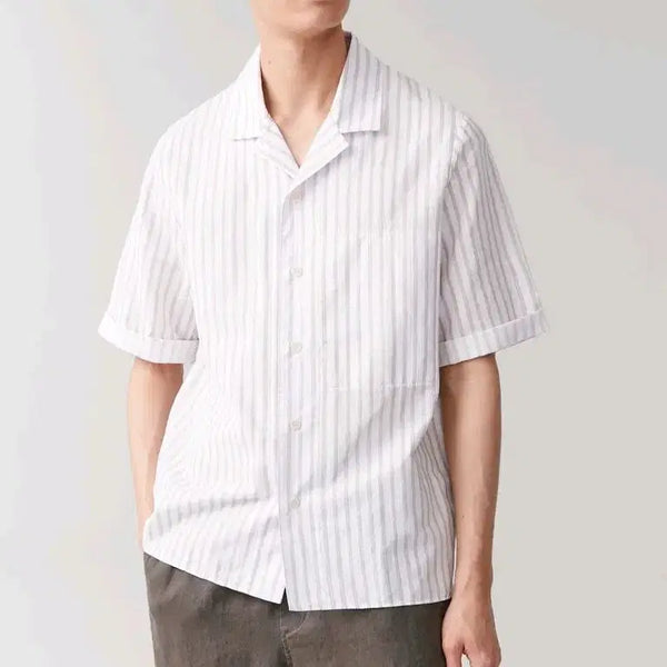[BUNJANG] COS Striped Linen Short Sleeve Shirt XL / 코스 스트라이프 린넨 반팔 셔츠 XL