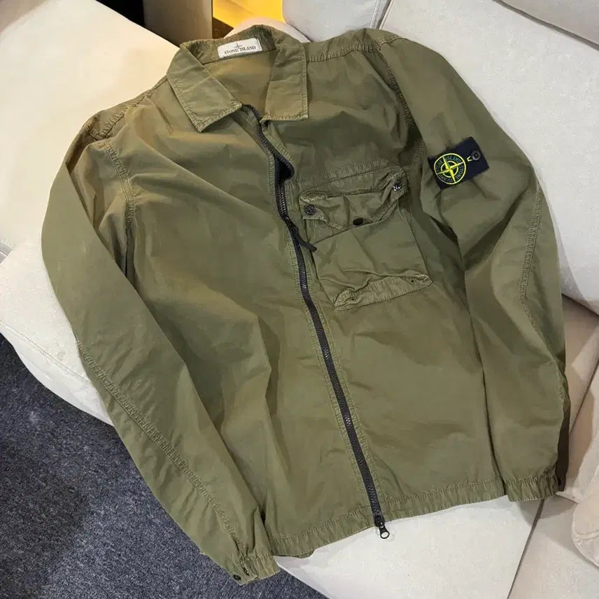 [BUNJANG] Stone Island 117WN Old Effect Overshirt Olive Green / 스톤 아일랜드 117WN 올드이펙트 오버셔츠 올리브 그린 - 21SS