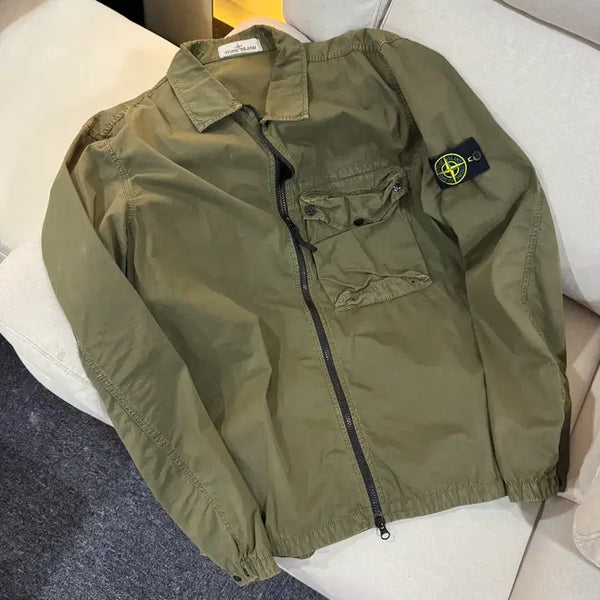 [BUNJANG] Stone Island 117WN Old Effect Overshirt Olive Green / 스톤 아일랜드 117WN 올드이펙트 오버셔츠 올리브 그린 - 21SS