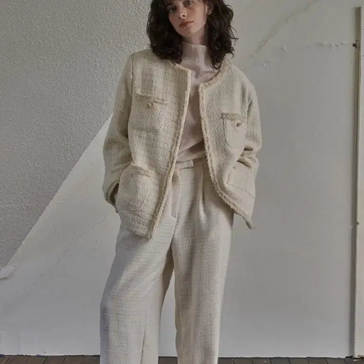 [BUNJANG] Without Summer Salt Tweed Jacket Ivory / 위드아웃썸머 솔트 트위드자켓 아이보리