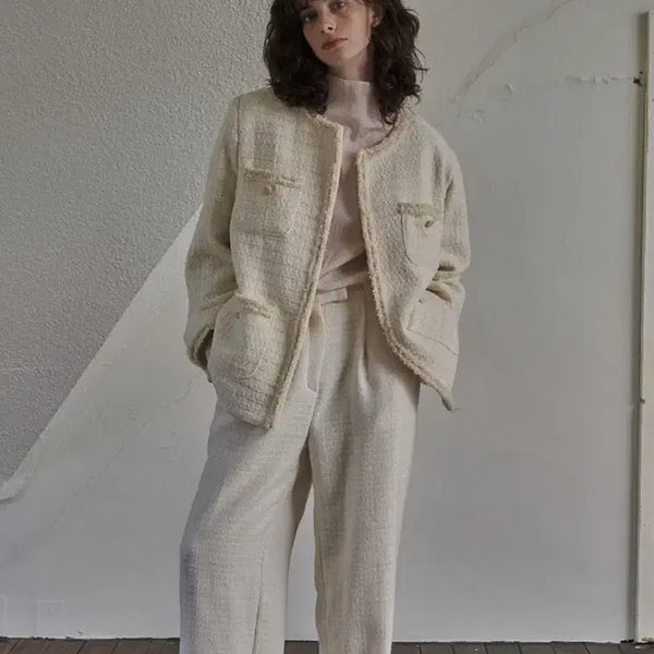 [BUNJANG] Without Summer Salt Tweed Jacket Ivory / 위드아웃썸머 솔트 트위드자켓 아이보리