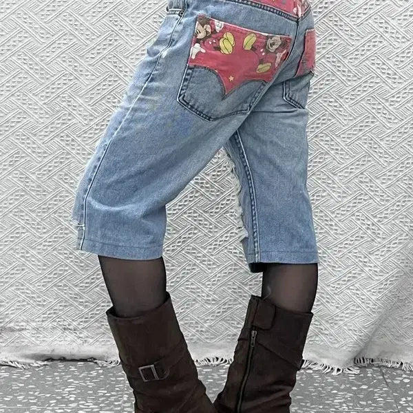[BUNJANG] Levi's 505 Mickey Mouse Denim Shorts (Size 33) / 리바이스 505 스트릿 키치 미키마우스 데님 반바지 33인치 C12523