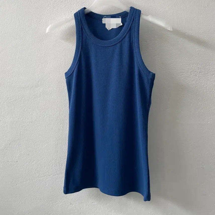 [BUNJANG] Ribbed Slim Fit Tank Top / 새상품 쫀쫀한 골지 슬림 타이트 블루 나시