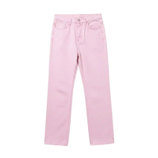 [BUNJANG] Women's Straight Pink Denim Pants (Size M) / 여성M/ 스트레이트 핑크 데님팬츠 16-104