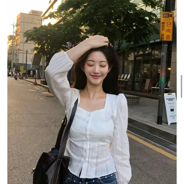 [BUNJANG] JENNIO Pearl Ethnic Blouse - Ivory / 제니오 펄 에스닉 블라우스 아이보리