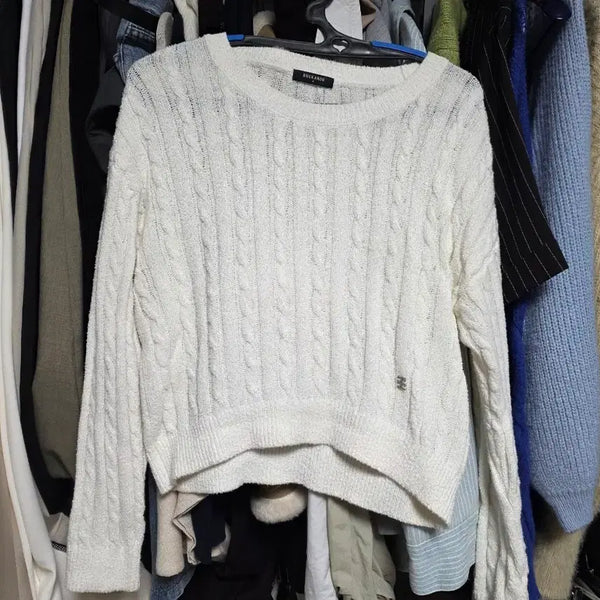 [BUNJANG] Buckaroo White Cable Knit Sweater / 버카루 화이트 꽈배기 니트 F 여름니트 가능