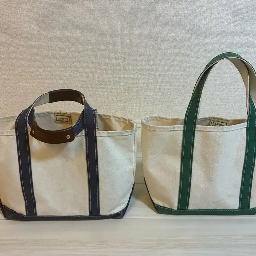[BUNJANG] LL Bean Tote Bag M Size Bundle Set (Navy & Green) with Leather Handles / 엘엘빈 토트백 M사이즈 판매합니다. (일괄)