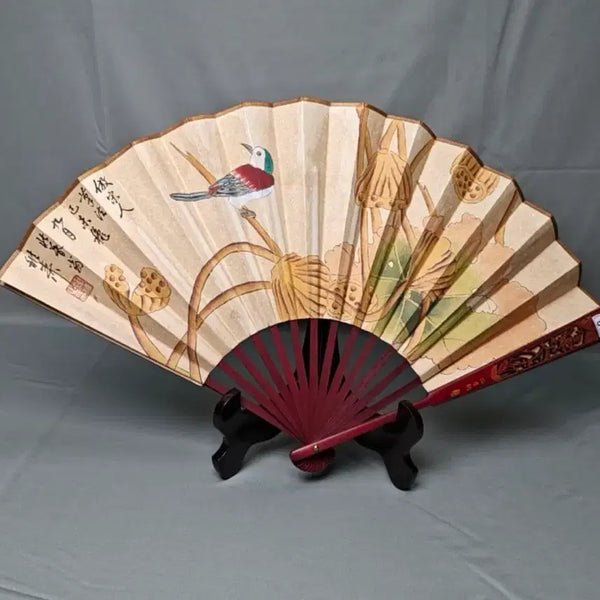 [BUNJANG] Sachi Ryu 'Hwajodo' Calligraphy Double-Sided Folding Fan, Antique Chinese Painting / 사치류 명의 화조도 접선 부채 중국골동품 고미술품 수집품 고화 그림