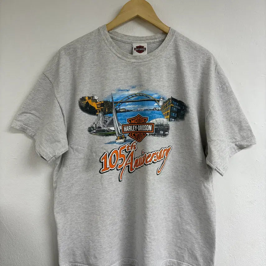 [BUNJANG] Harley-Davidson 105th Anniversary Milwaukee Graphic T-Shirt / [L] 할리데이비슨 105주년 밀워키 그래픽 반팔 티셔츠 e39