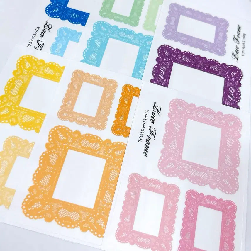 [BUNJANG] Yumyum Store Lace Frame Stickers (6 Sheets) / 윰윰스토어 레이스 프레임 스티커 6장