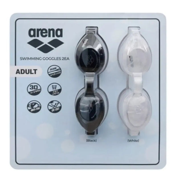 [BUNJANG] Arena Adult Swimming Goggles Set (Black/White) / 아레나 성인 물안경 블랙/화이트 2개 세트