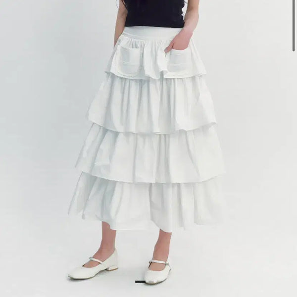 [BUNJANG] Dirtys Maxi Apron Skirt Ivory / 더티스 맥시 에이프런 스커트 아이보리