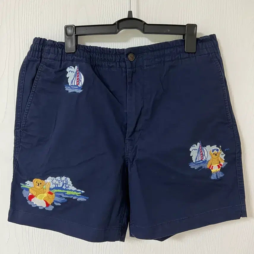 [BUNJANG] Polo Ralph Lauren Bear Embroidery Prepster Shorts Navy / 폴로 랄프로렌 베어 자수 네이비 반바지