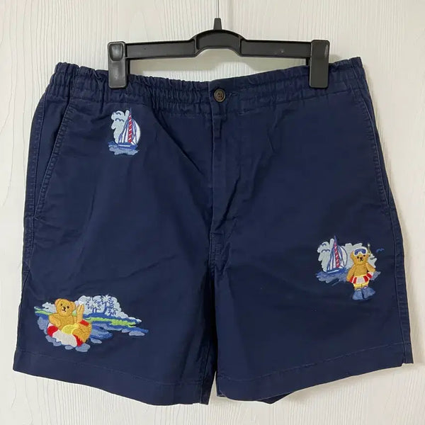 [BUNJANG] Polo Ralph Lauren Bear Embroidery Prepster Shorts Navy / 폴로 랄프로렌 베어 자수 네이비 반바지