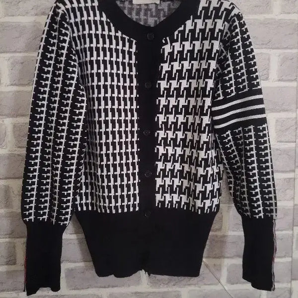 [BUNJANG] MANUL Black Geometric Pattern Cardigan / MANUL 블랙 기하학 패턴 가디건/알뜰한여우