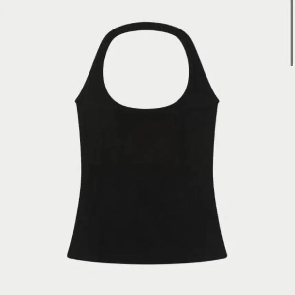 [BUNJANG] Yusop Halterneck Sleeveless Top Black / 유솝 홀터넥 나시 탑 슬리브리스 (새상품)
