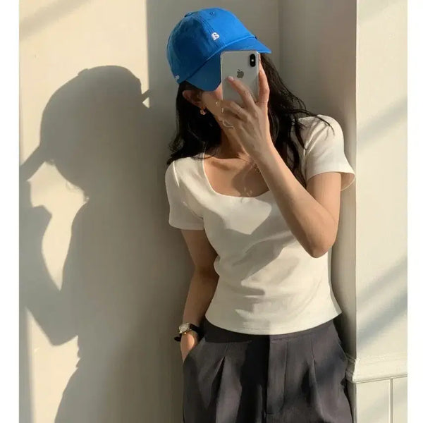 [BUNJANG] Diamant Half Claire Inner Basic T-Shirt / 디어먼트 하프 클레어 이너 기본티