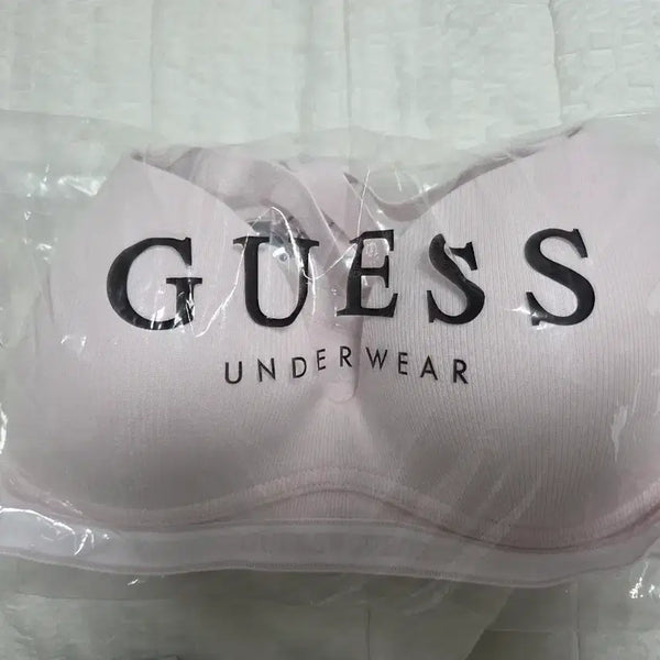 [BUNJANG] Guess Underwear Ribbed Non-Wire Bra & Panty Set (Light Pink, 85B/95) / [새상품] 게스언더웨어 골지 노와이어 브라팬티세트(85b)