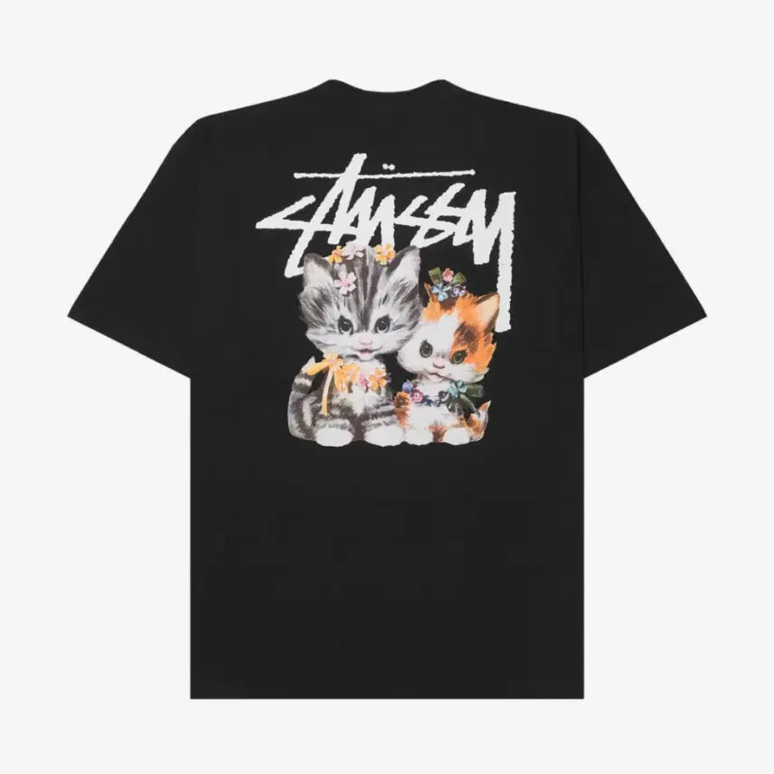 [BUNJANG] Stussy Kitten Graphic Short Sleeve T-Shirt Black / 스투시 키튼 고양이 반팔 블랙 새상품 S, M, L,XL