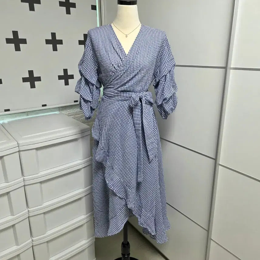 [BUNJANG] Check Pattern Wrap Dress / 체크 패턴 랩 원피스