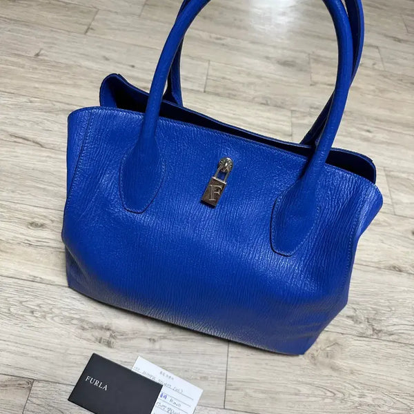 [BUNJANG] Furla Leather Shoulder Tote Bag Cobalt Blue / 훌라Furla 가죽 숄더토트백 코발트블루