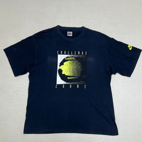 [BUNJANG] 90s Nike Court Challenge Tennis Graphic T-Shirt Navy L / 90sㅇ빈티지 나이키 코트챌린지 티셔츠 네이비 L사이즈