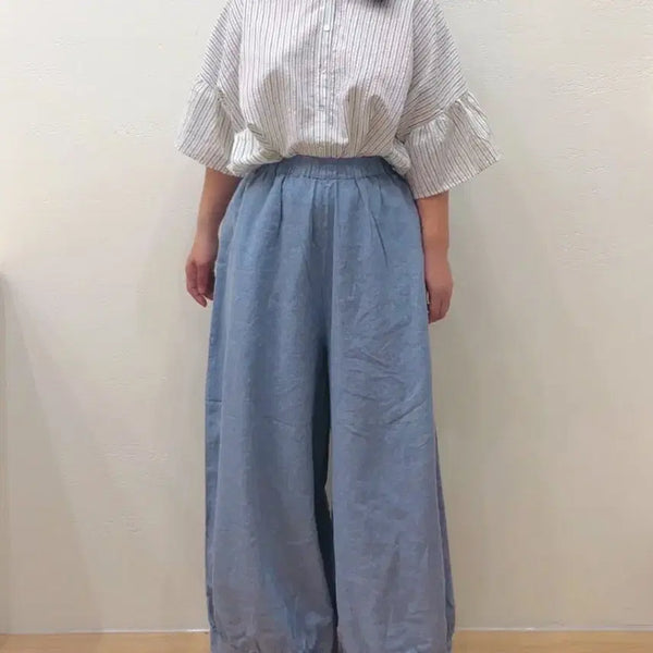 [BUNJANG] Nike Stripe Puff Sleeve Blouse / 니케 스트라이프 퍼프 소매 블라우스