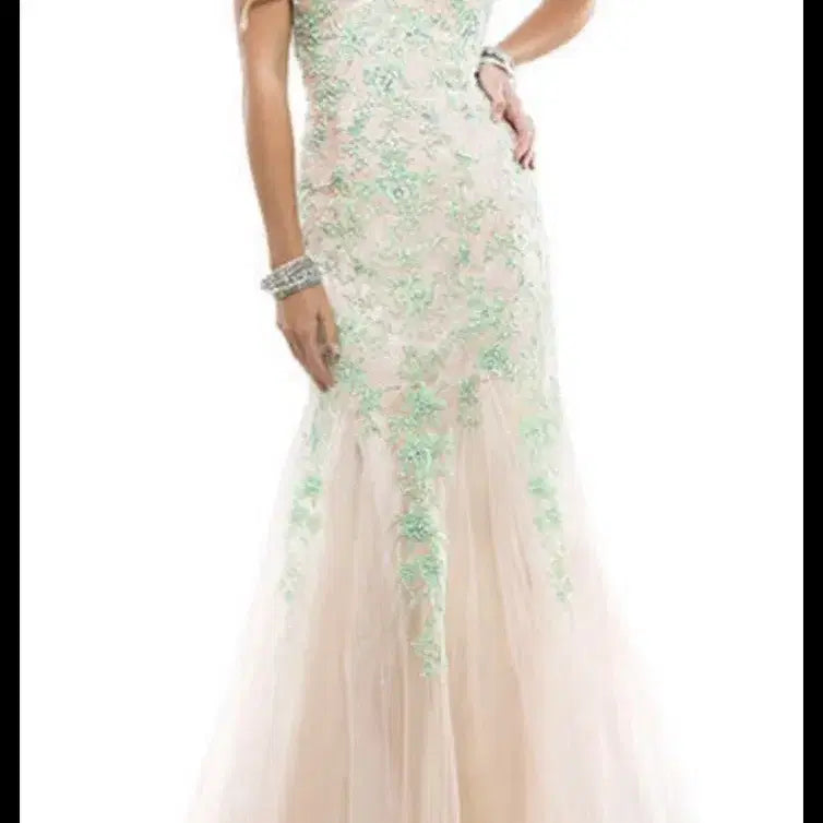 [BUNJANG] Maggie Sottero Flirt P4881 Evening Gown Nude/Mint Lace Mermaid Corset / 미국 매기 소테로 이브닝 가운 새 제품