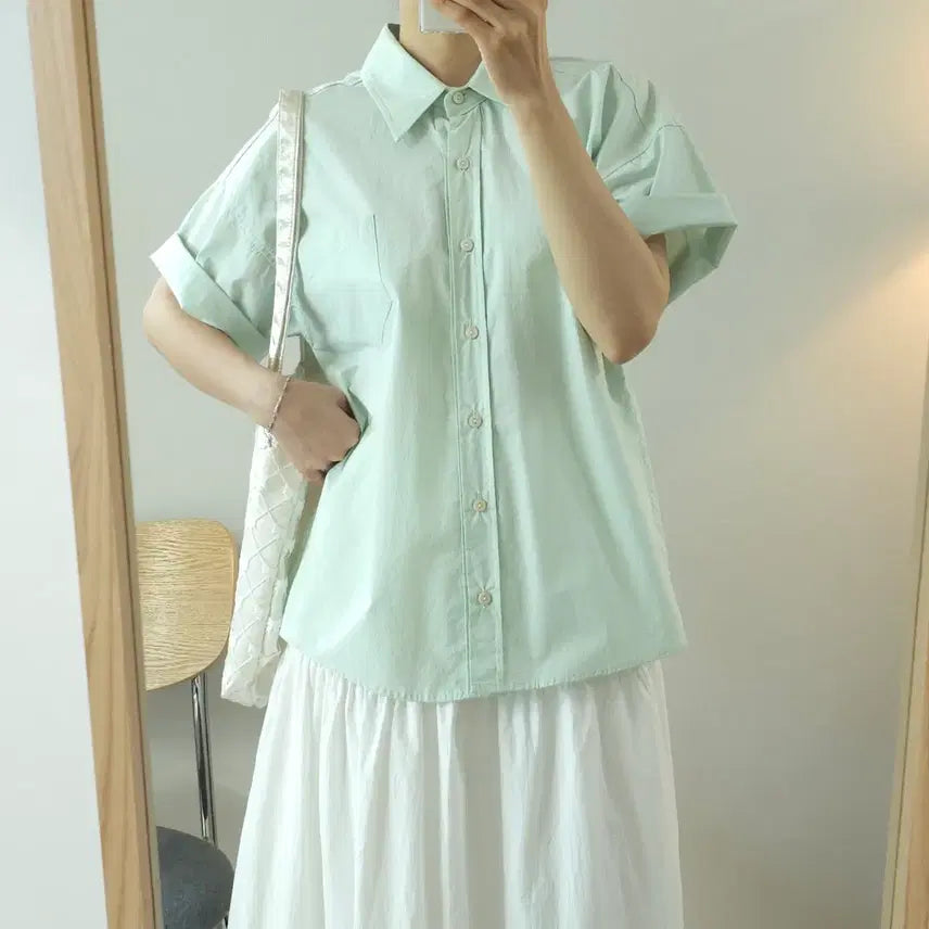 [BUNJANG] (F)ARE ING Women's Short Sleeve Shirt B6W4108 / (F)ARE ING 여성 반팔 셔츠 B6W4108