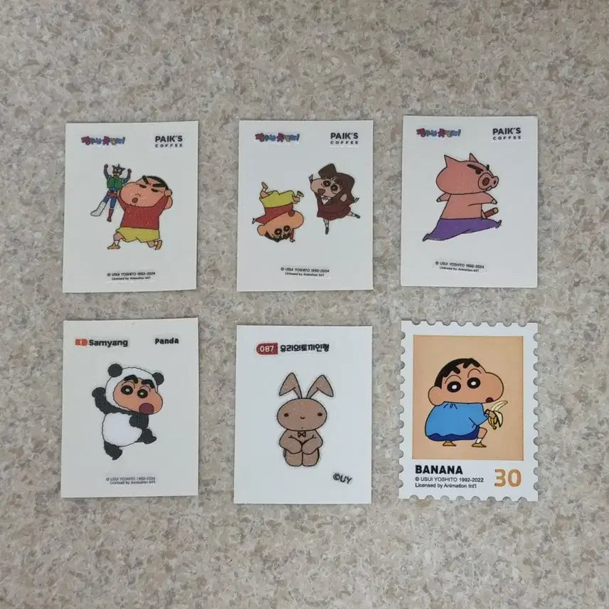 [BUNJANG] Paik's Coffee x Crayon Shin-chan Samyang Sticker Bundle Set / 빽다방 짱구 삼양 띠부씰 우표씰 일괄